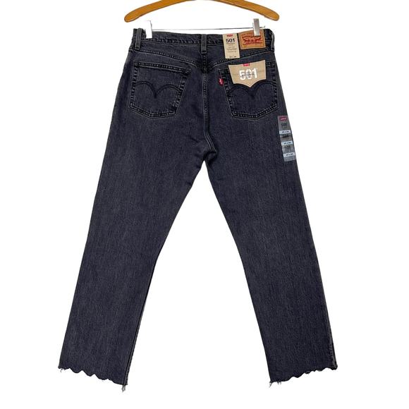 Levis 501 Original Crop Jeans Sz 29x26 Lady Crush Black Straight High Rise - Picture 12 of 12